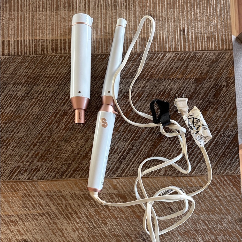 T3 White and Rose Gold Curling Iron Set